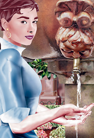 A. Hepburn en la Praza de Fonseca (autor: Alfredo Iglesias Otero)