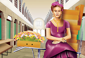 Frida Khalo en la Praza de Abastos (autor: Alfredo Iglesias Otero)