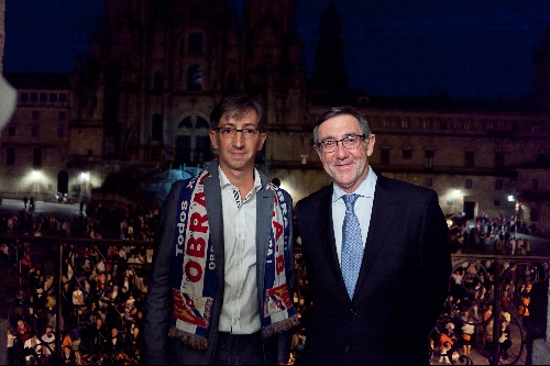 Moncho Fernández e Ángel Currás no pregón de apertura das Festas